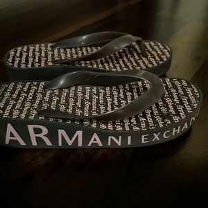 Armani Exchange platform wedge flip flops